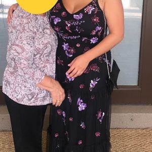 Beaded Gown- Adrianna Papell black & purple details